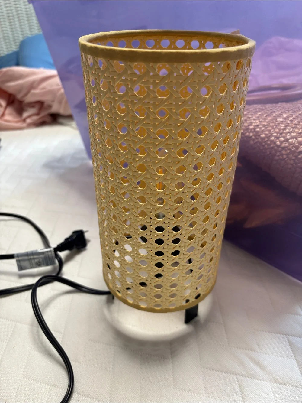New Woven Rattan Table Lamp - Natural Beige